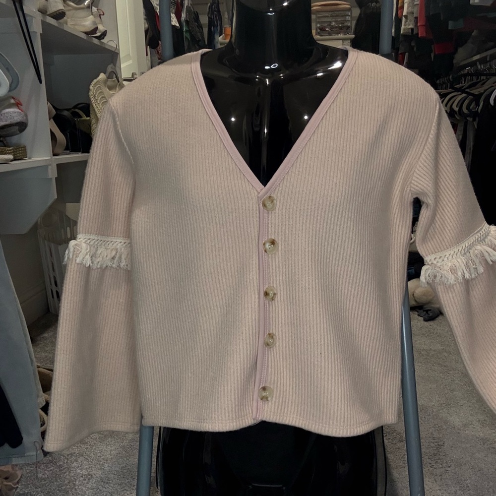 THML Light Pink Button-Up Women's Cardigan